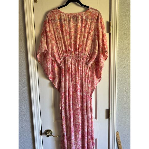 Rujuta Sheth for Anthropologie Pink Abstract Floral Kaftan One Size - Picture 5 of 5